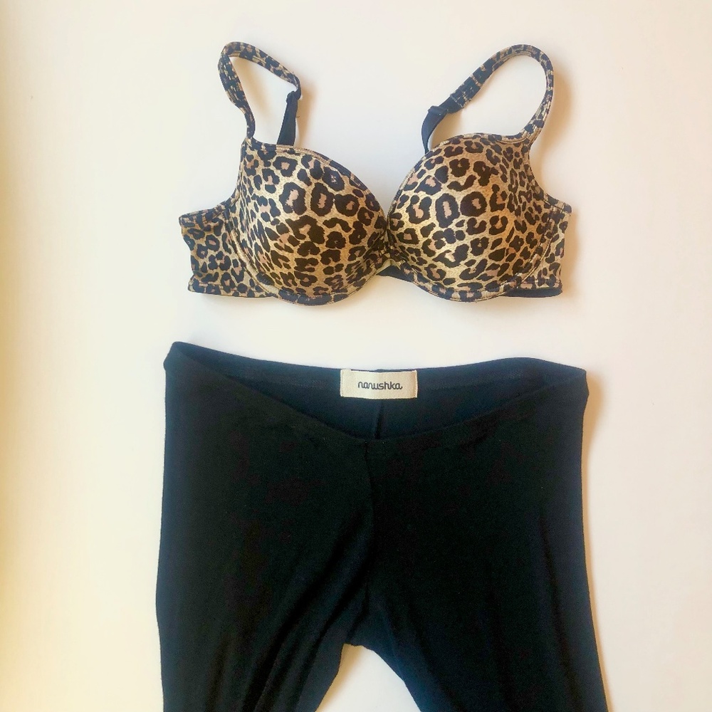 Nanushka Black Leggings & Animal Print Bra